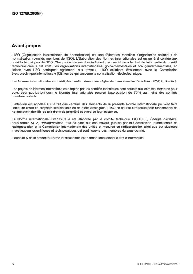ISO 12789:2000 ISO 12789:2000 - Rayonnements neutroniques de référence -- Caractéristiques et méthodes de production de champs de neutrons simulant ceux de postes de travail - Page 4 preview