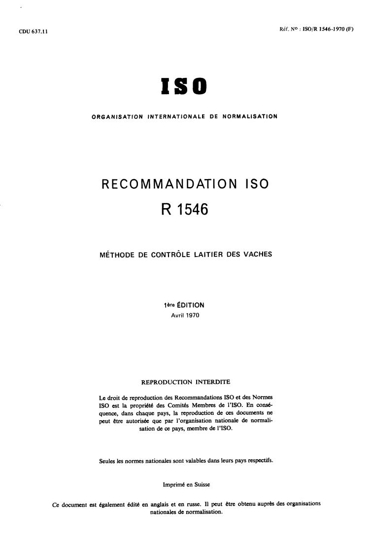 ISO/R 1546:1970 - Title missing - Legacy paper document
Released:1/1/1970