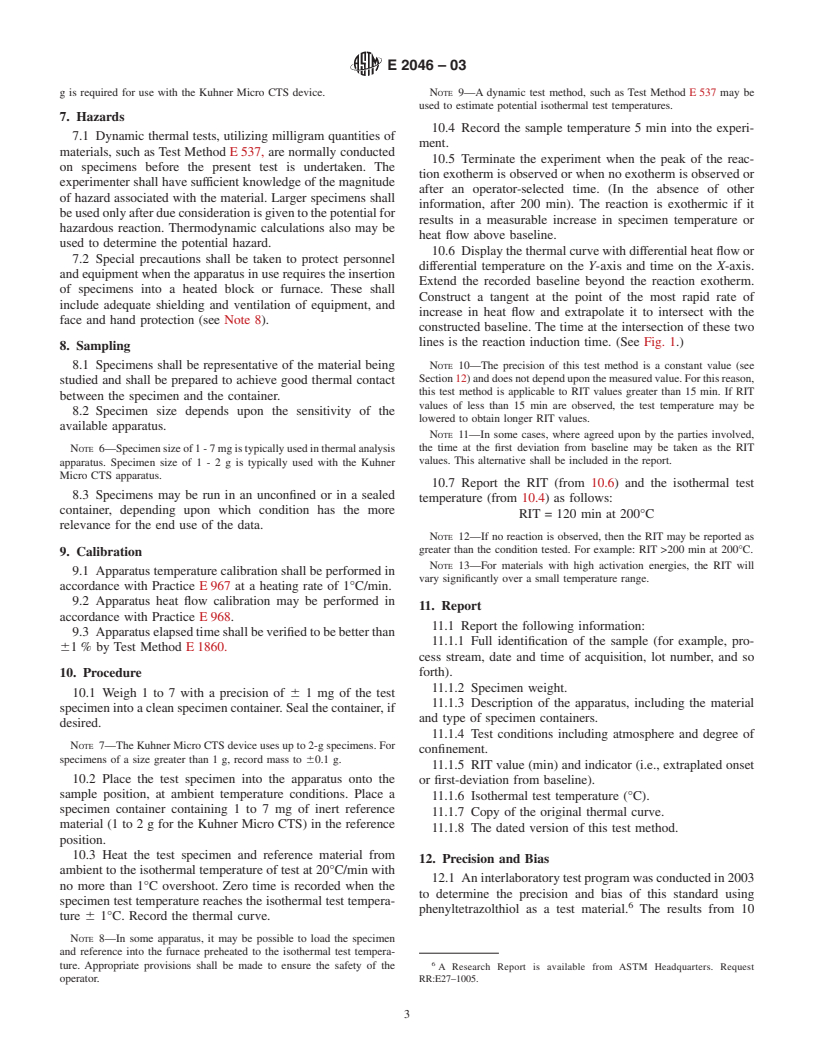 ASTM E2046-03 - Standard Test Method for Reaction Induction Time by Thermal Analysis