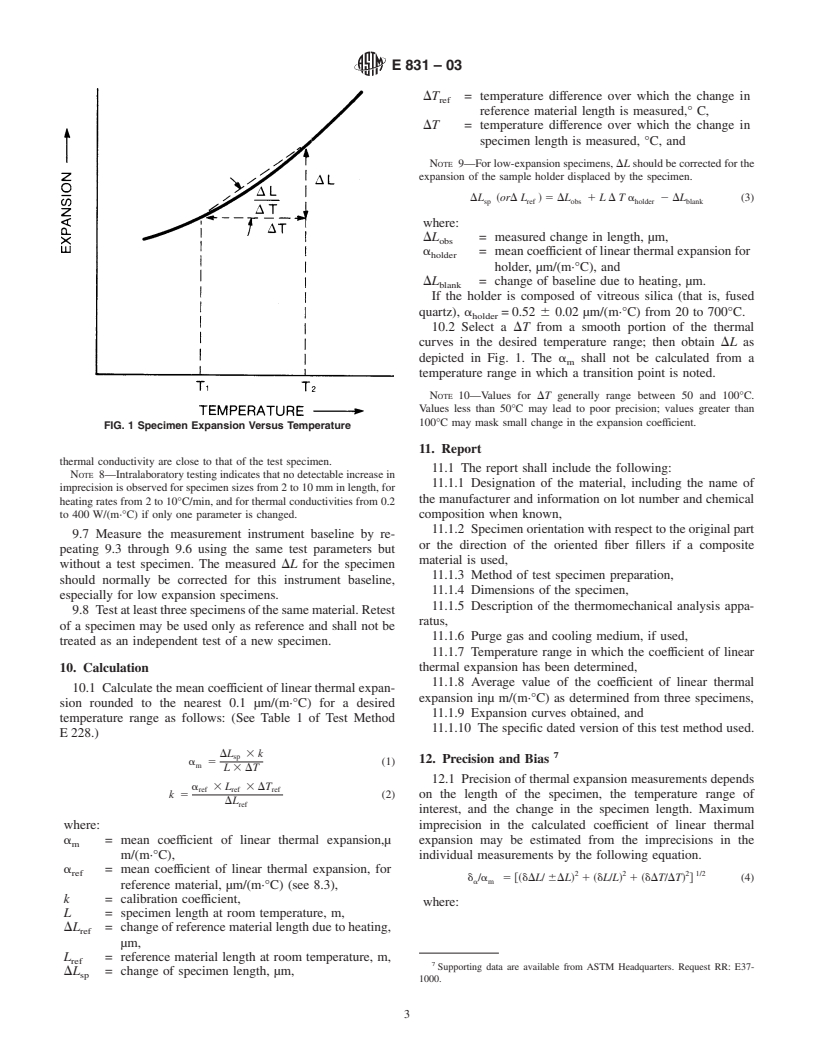 ASTM E831-03 - Standard Test Method for Linear Thermal Expansion of Solid Materials by Thermomechanical Analysis