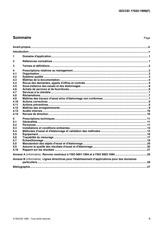 ISO/IEC 17025:1999 - Prescriptions générales concernant la compétence des laboratoires d'étalonnages et d'essais