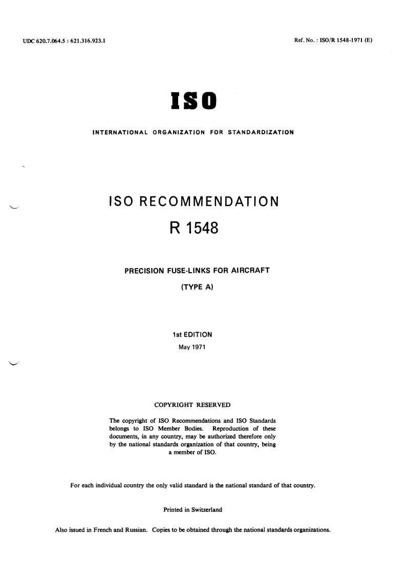 ISO/R 1548:1971 - Title missing - Legacy paper document
Released:1/1/1971
