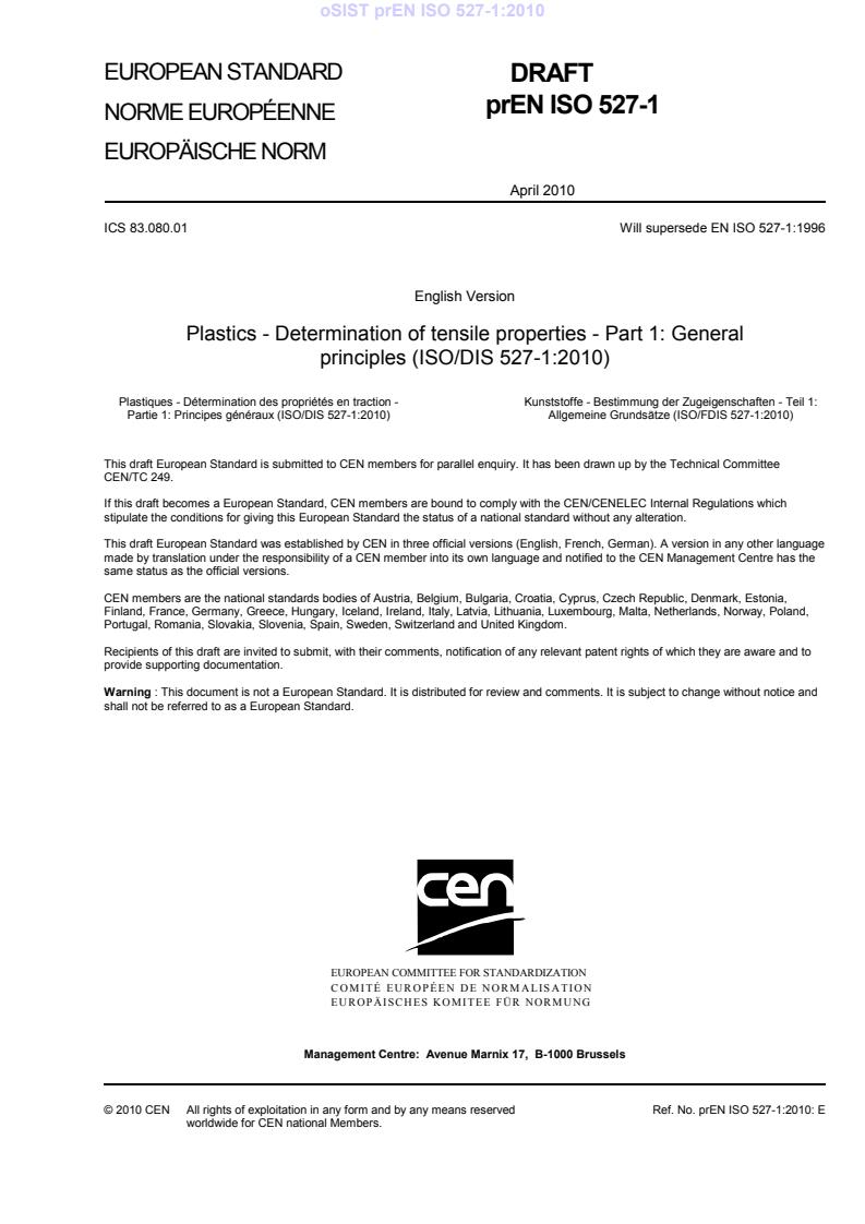 prEN ISO 527-1:2010