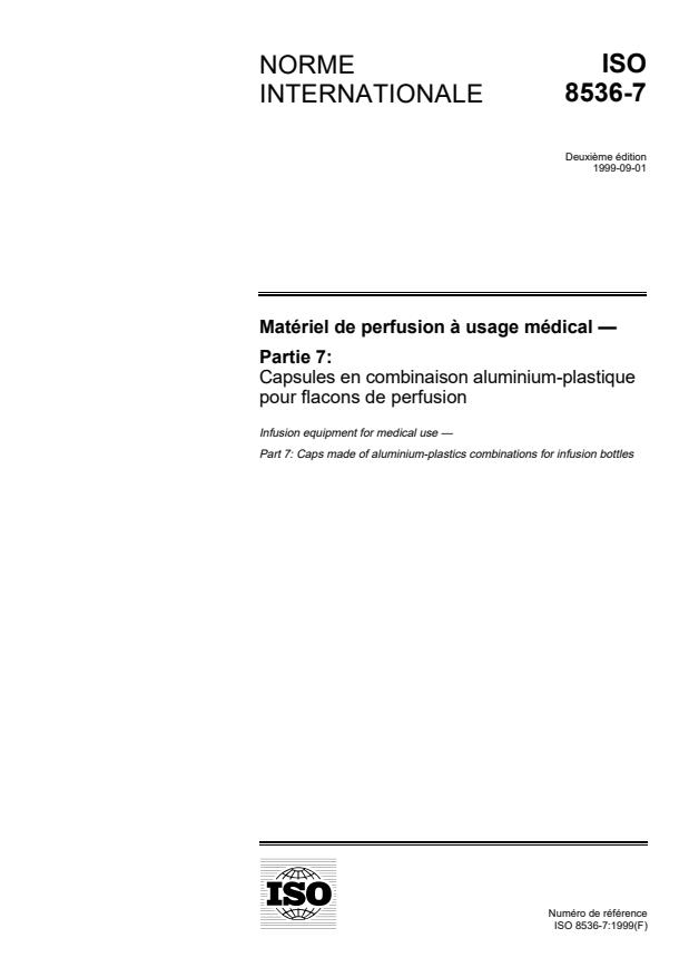 ISO 8536-7:1999 - Matériel de perfusion a usage médical