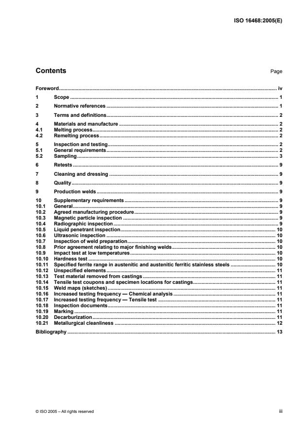 ISO 16468:2005 - Investment castings (steel, nickel alloys and cobalt alloys) -- General technical  requirements