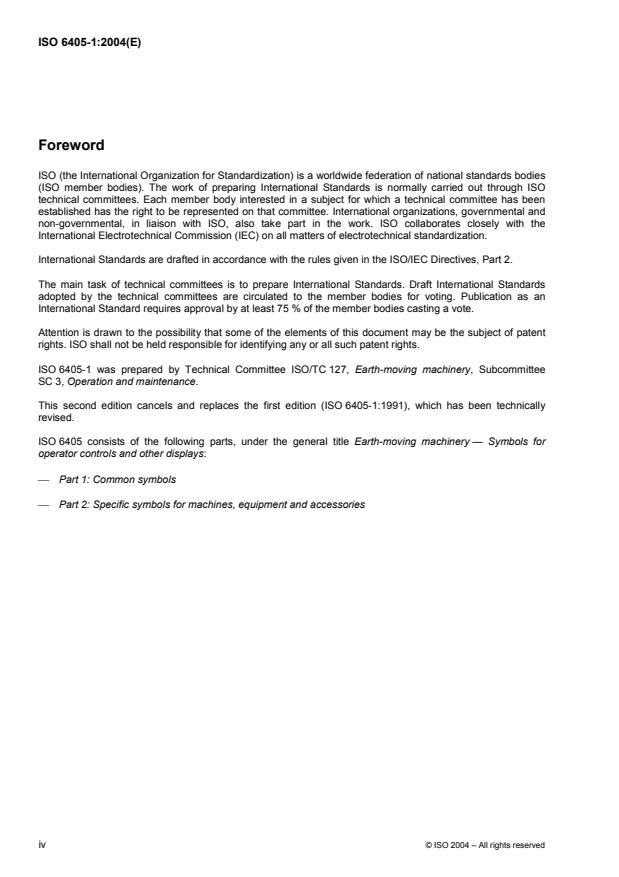 ISO 6405-1:2004 ISO 6405-1:2004 - Earth-moving machinery -- Symbols for operator controls and other displays - Page 4 preview