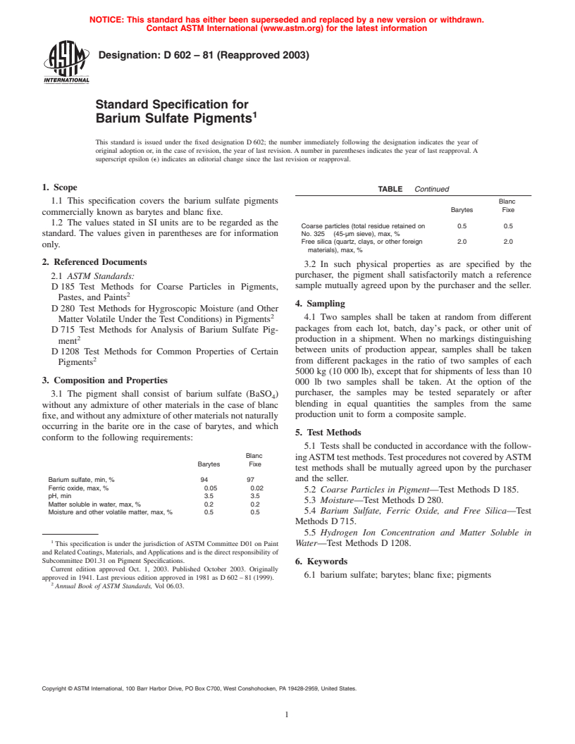 ASTM D602-81(2003) - Standard Specification for Barium Sulfate Pigments
