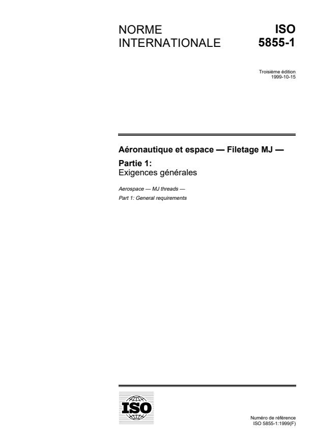 ISO 5855-1:1999 - Aéronautique et espace -- Filetage MJ