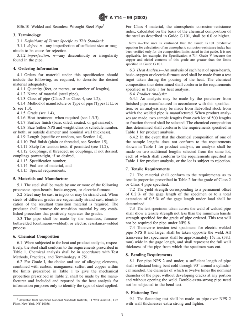 ASTM A714-99(2003) - Standard Specification for High-Strength Low-Alloy Welded and Seamless Steel Pipe