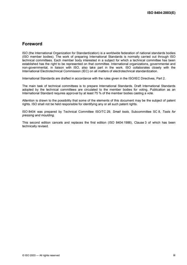 ISO 8404:2003 - Tools for moulding -- Angle pins