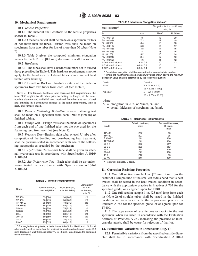 ASTM A803/A803M-03 - Standard Specification for Welded Ferritic Stainless Steel Feedwater Heater Tubes