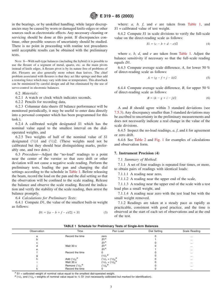 ASTM E319-85(2003) - Standard Practice for the Evaluation of Single-Pan Mechanical Balances