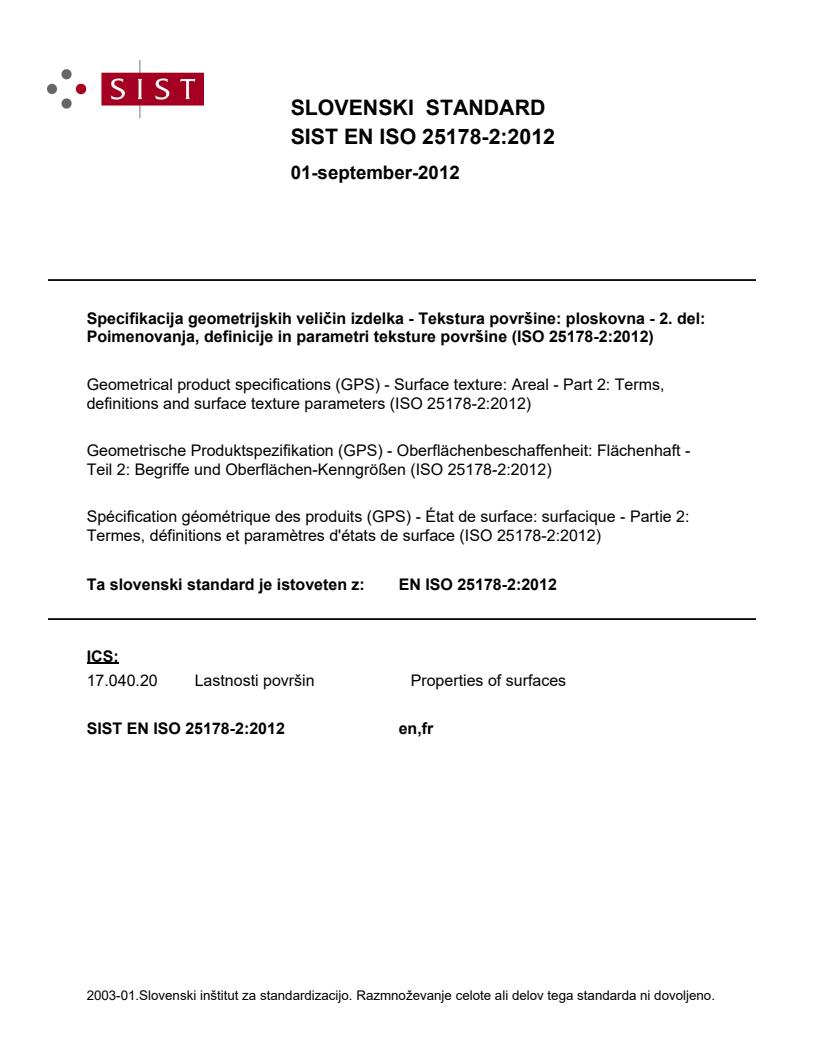 EN ISO 25178-2:2012 - BARVE