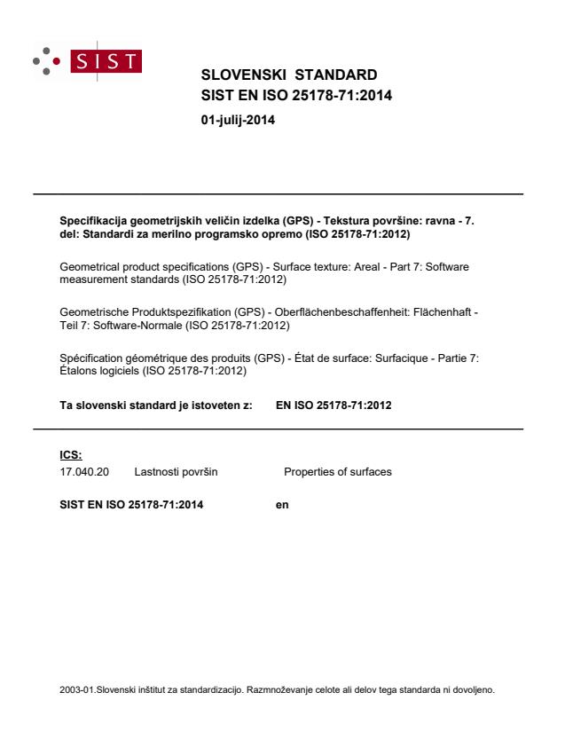 EN ISO 25178-71:2014 - BARVE