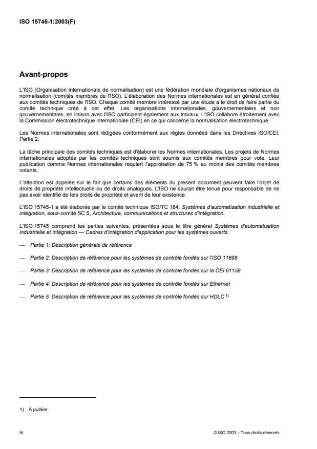ISO 15745-1:2003 ISO 15745-1:2003 - Systemes d'automatisation industrielle et intégration -- Cadres d'intégration d'application pour les systemes ouverts - Page 4 preview
