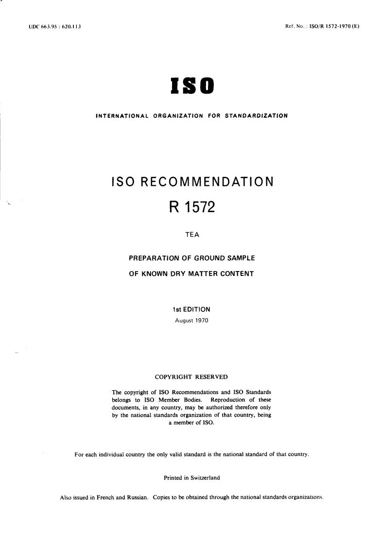 ISO/R 1572:1970 - Title missing - Legacy paper document
Released:1/1/1970