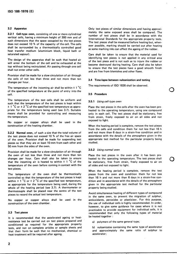 ISO 188:1976 ISO 188:1976 - Rubber, vulcanized -- Accelerated ageing or heat-resistance tests - Page 4 preview