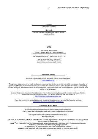 SIST ES 202 999 V1.1.1:2012 ETSI ES 202 999 V1.1.1 (2010-09) - SAFETY; Remote Power Feeding Installations; Safety requirements for the erection and operation of information technology installations with remote power feeding - Page 2 preview