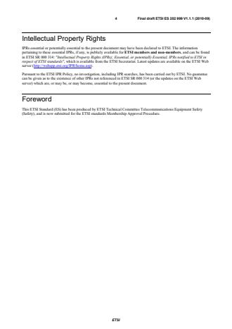 SIST ES 202 999 V1.1.1:2012 ETSI ES 202 999 V1.1.1 (2010-09) - SAFETY; Remote Power Feeding Installations; Safety requirements for the erection and operation of information technology installations with remote power feeding - Page 4 preview