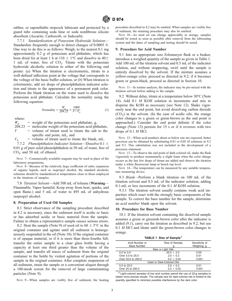 ASTM D974-01 - Standard Test Method for Acid and Base Number by Color-Indicator Titration