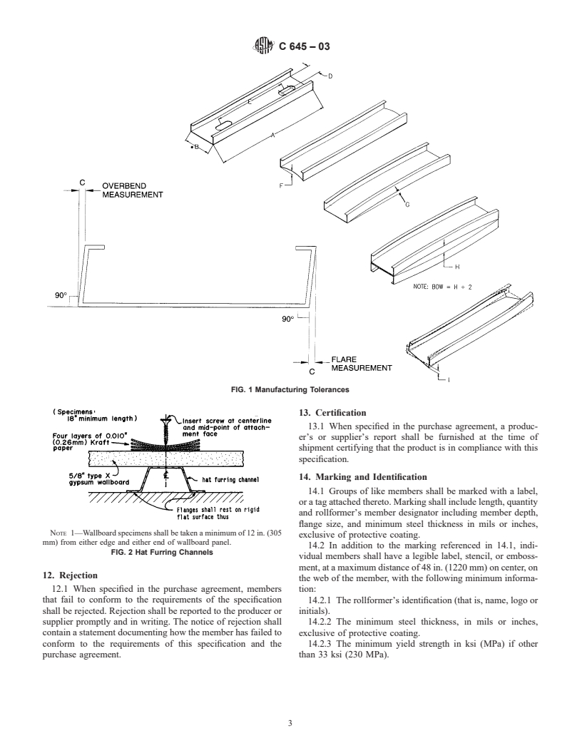 ASTM C645-03 - Standard Specification for Nonstructural Steel Framing Members
