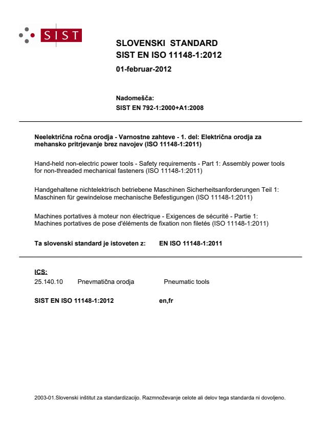 EN ISO 11148-1:2012 - BARVE