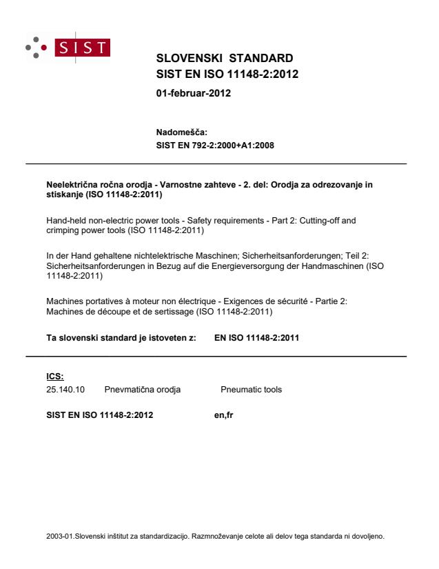 EN ISO 11148-2:2012 - BARVE