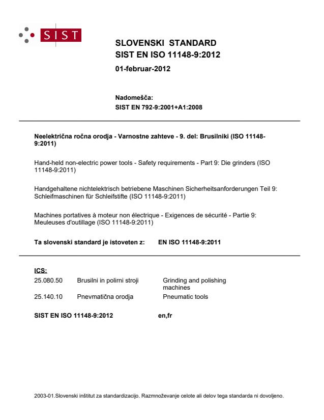 EN ISO 11148-9:2012 - BARVE
