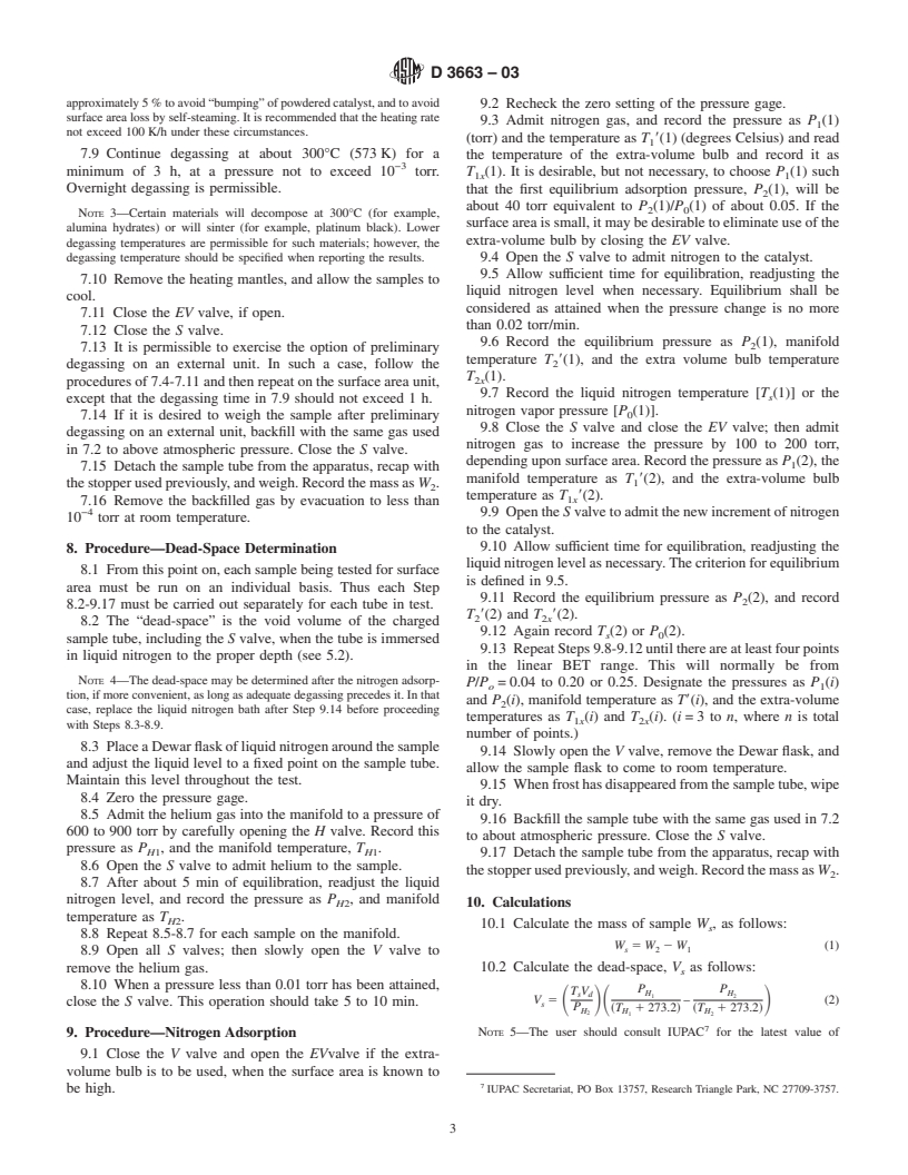 ASTM D3663-03 - Standard Test Method for Surface Area of Catalysts and Catalyst Carriers