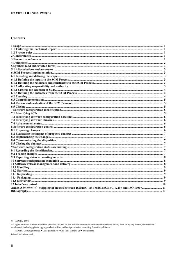 ISO/IEC TR 15846:1998 ISO/IEC TR 15846:1998 - Information technology -- Software life cycle processes -- Configuration Management - Page 2 preview