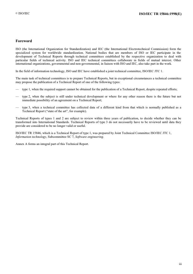 ISO/IEC TR 15846:1998 ISO/IEC TR 15846:1998 - Information technology -- Software life cycle processes -- Configuration Management - Page 3 preview
