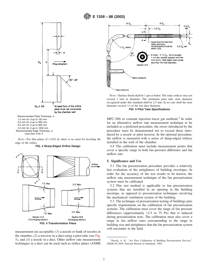 ASTM E1258-88(2003) - Standard Test Method for Airflow Calibration of Fan Pressurization Devices