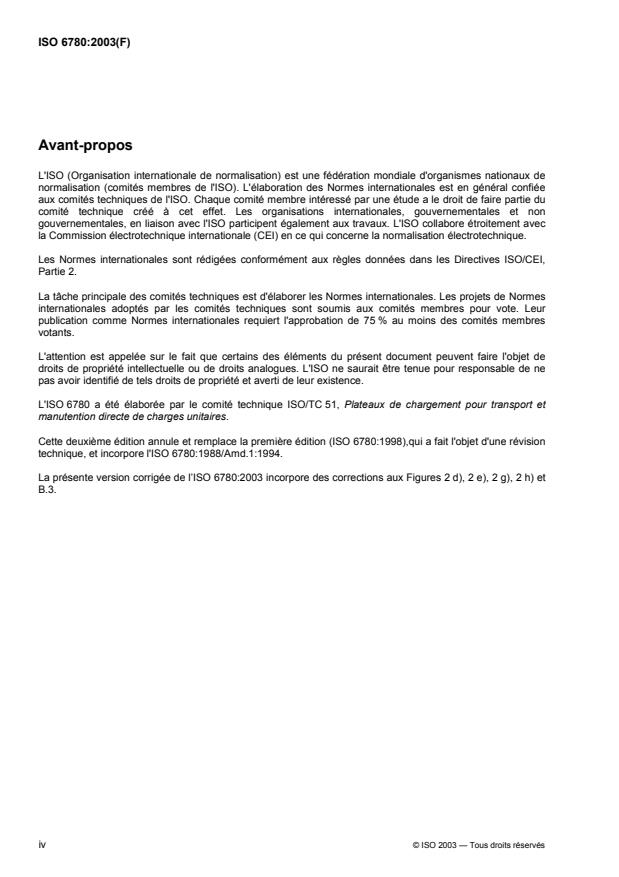 ISO 6780:2003 ISO 6780:2003 - Palettes plates pour la manutention et le transport dans les échanges intercontinentaux -- Dimensions principales et tolérances - Page 4 preview