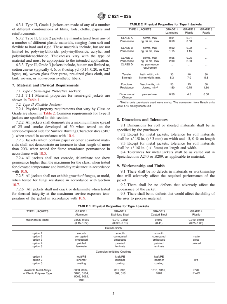 ASTM C921-03a - Standard Practice for Determining the Properties of Jacketing Materials for Thermal Insulation