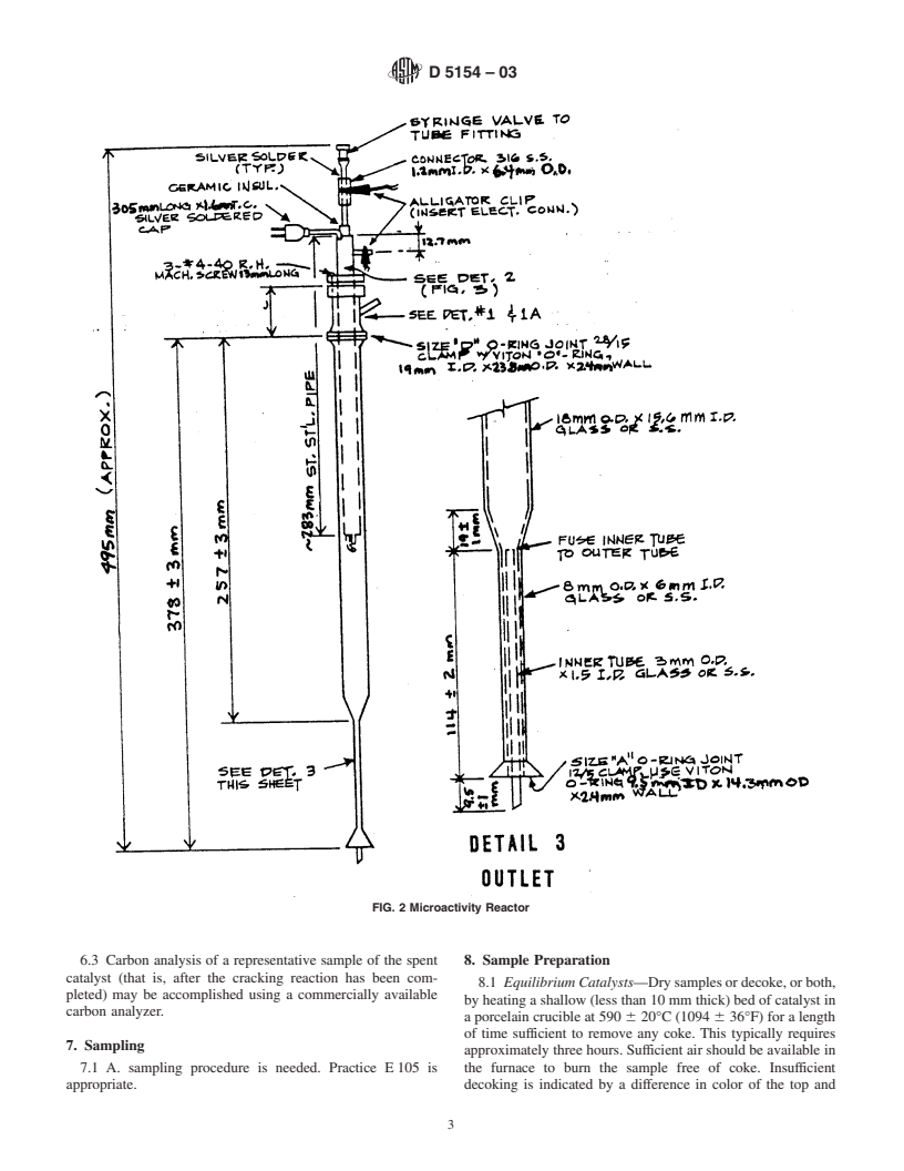 ASTM D5154-03 - Standard Test Method for Determining Activity and Selectivity of Fluid Catalytic Cracking (FCC) Catalysts by Microactivity Test