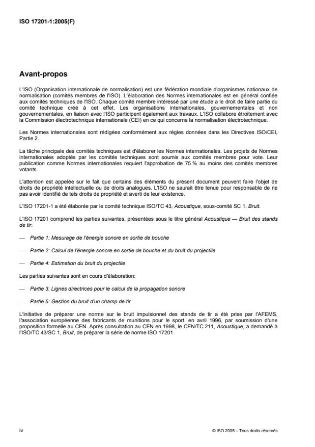 ISO 17201-1:2005 ISO 17201-1:2005 - Acoustique -- Bruit des stands de tir - Page 4 preview