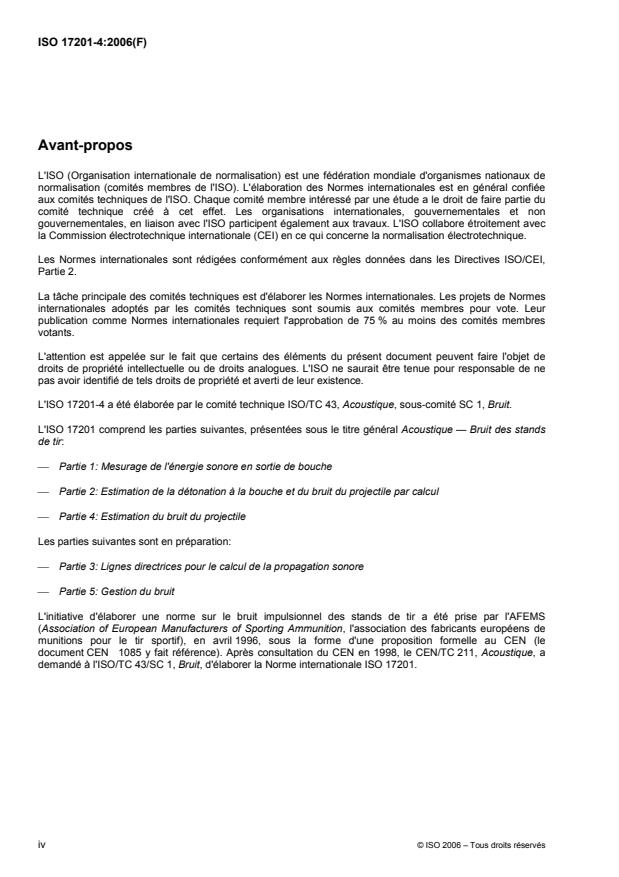 ISO 17201-4:2006 ISO 17201-4:2006 - Acoustique -- Bruit des stands de tir - Page 4 preview