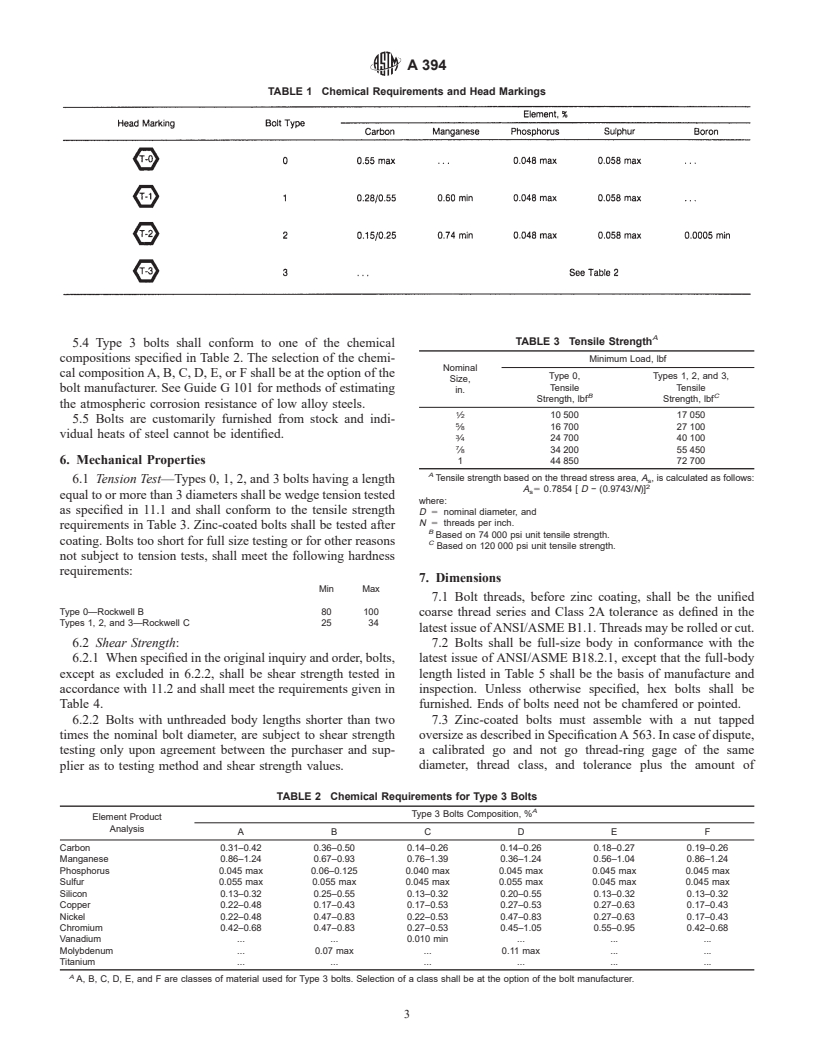 ASTM A394-00 - Standard Specification for Steel Transmission Tower Bolts, Zinc-Coated and Bare