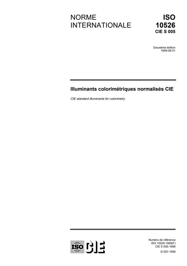 ISO/CIE 10526:1999 - Illuminants colorimétriques normalisés CIE