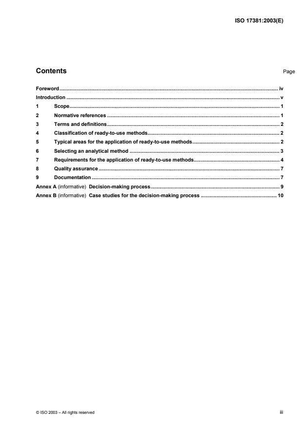 ISO 17381:2003 - Water quality -- Selection and application of ready-to-use test kit methods in water analysis