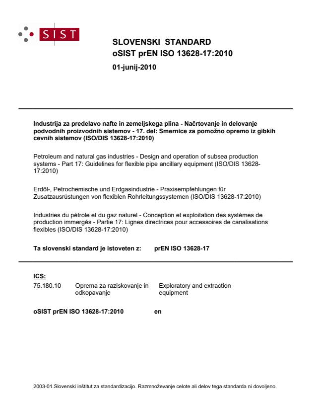 prEN ISO 13628-17:2010
