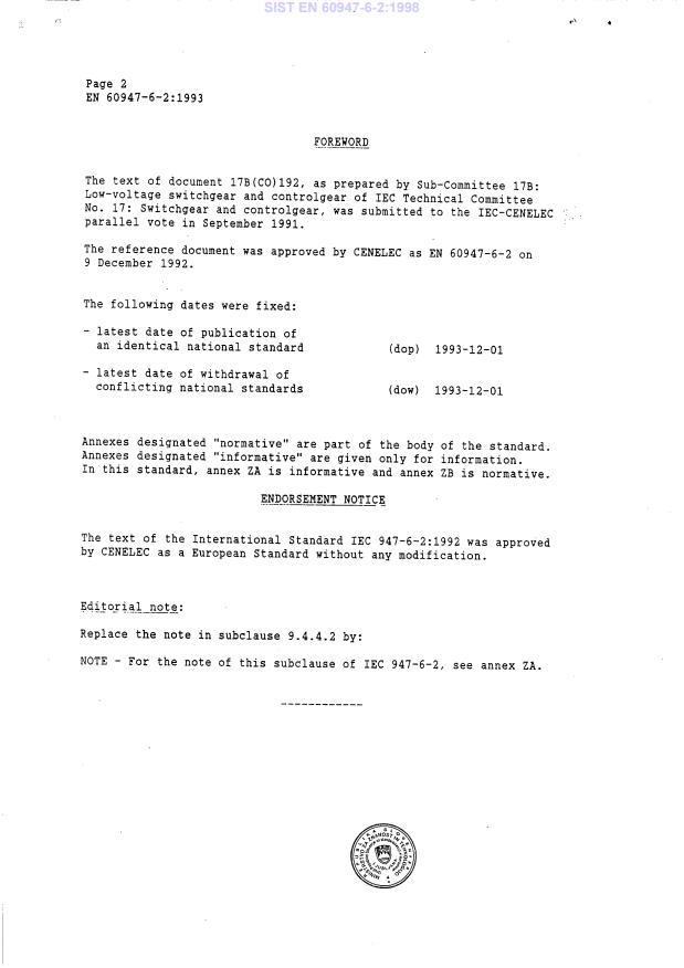 EN 60947-6-2:1993 EN 60947-6-2:1998 - Page 4 preview