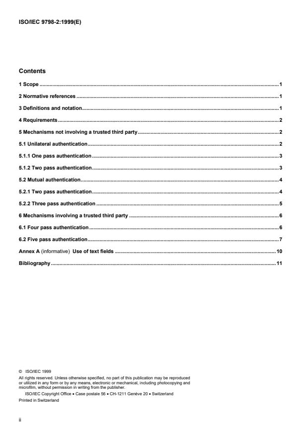 ISO/IEC 9798-2:1999 ISO/IEC 9798-2:1999 - Information technology -- Security techniques -- Entity authentication - Page 2 preview