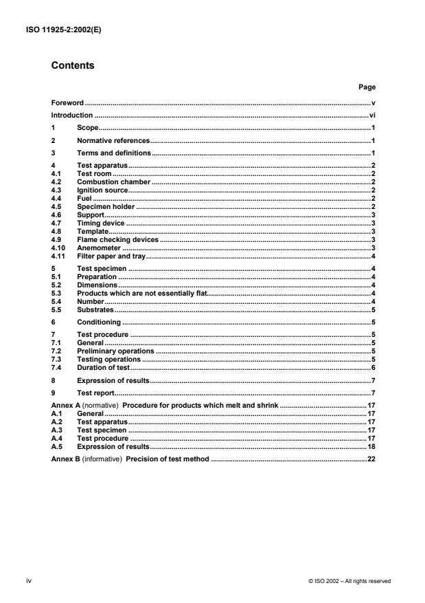ISO 11925-2:2002 ISO 11925-2:2002 - Reaction to fire tests -- Ignitability of building products subjected to direct impingement of flame - Page 4 preview