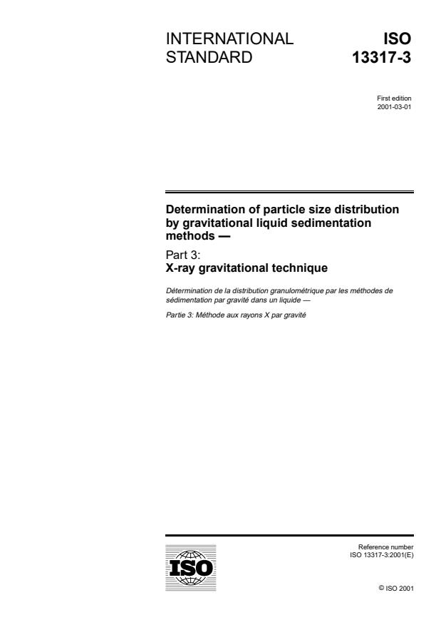 ISO 13317-3:2001 - Determination of particle size distribution by gravitational liquid sedimentation methods