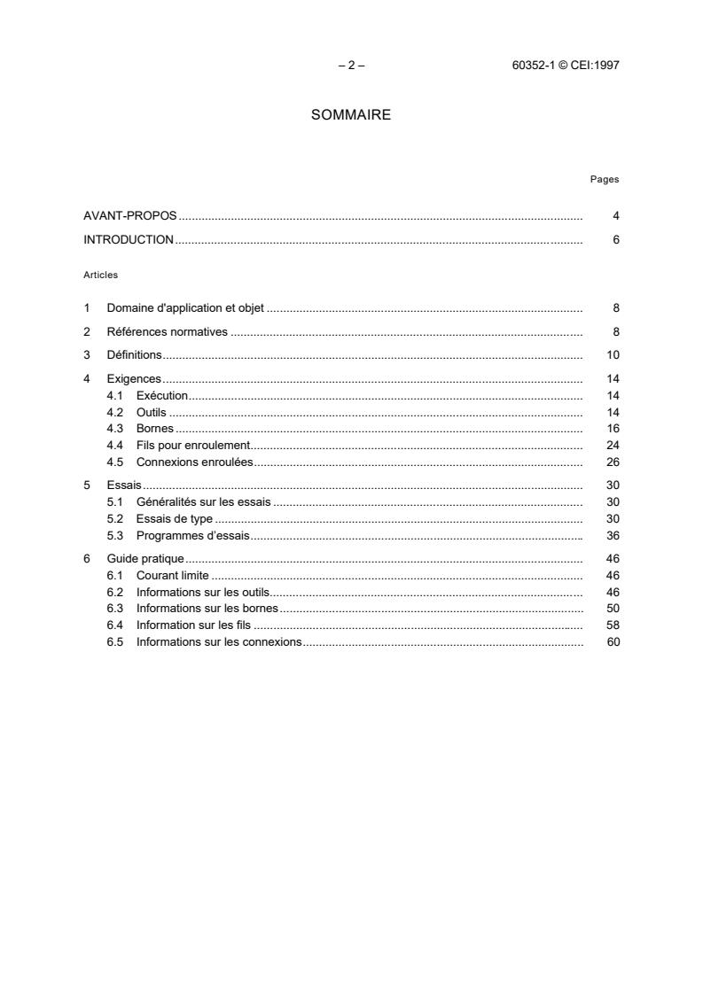 IEC 60352-1:1997 IEC 60352-1:1997 - Solderless connections - Part 1: Wrapped connections - General requirements, test methods and practical guidance - Page 4 preview