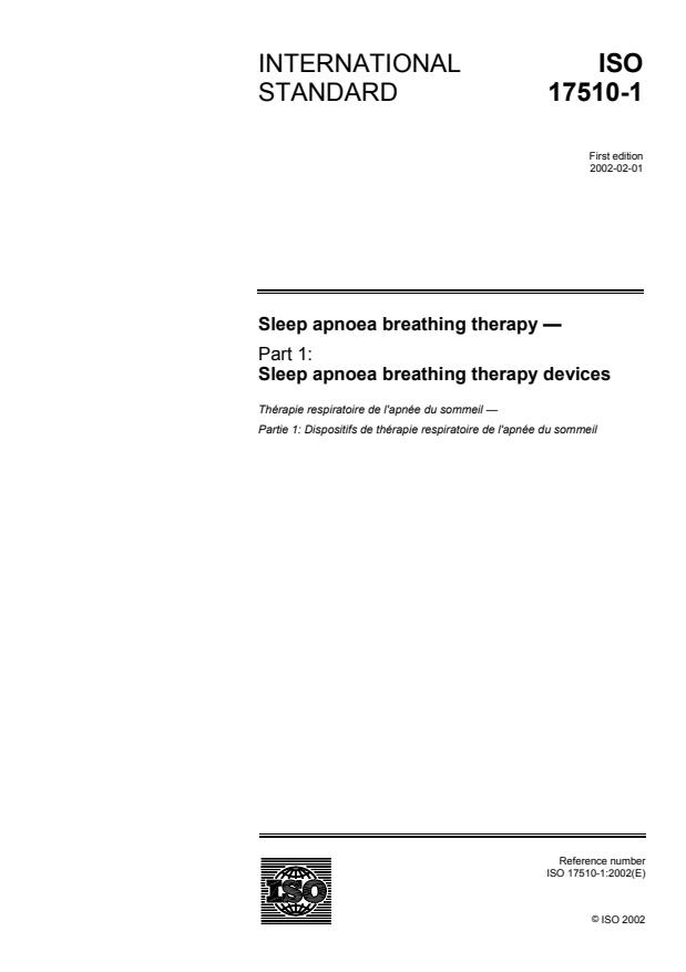 ISO 17510-1:2002 - Sleep apnoea breathing therapy