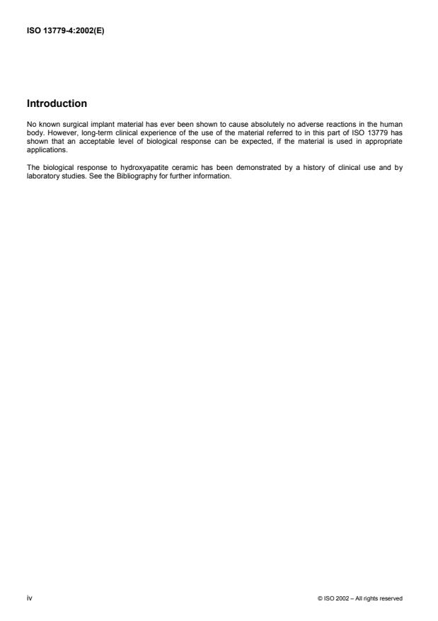 ISO 13779-4:2002 ISO 13779-4:2002 - Implants for surgery -- Hydroxyapatite - Page 4 preview