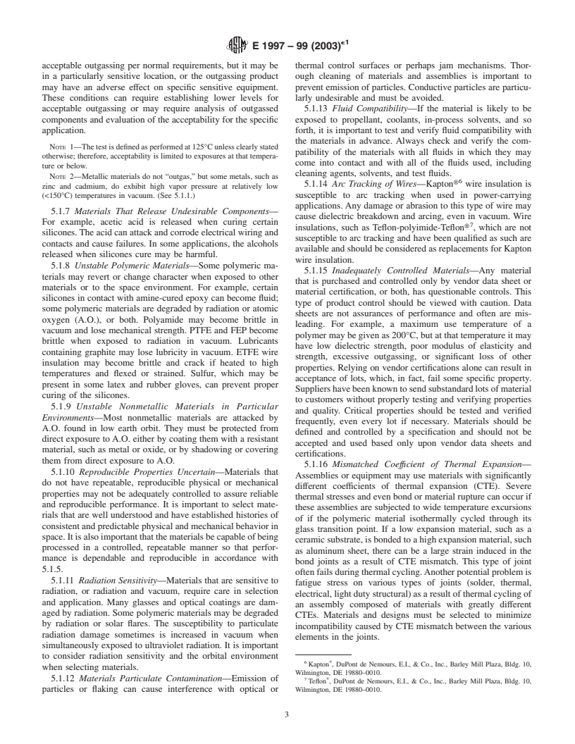 ASTM E1997-99(2003)e1 - Standard Practice for the Selection of Spacecraft Materials