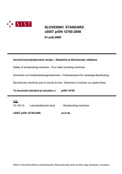 FprEN 12750 prEN 12750:2008 - Page 1 preview